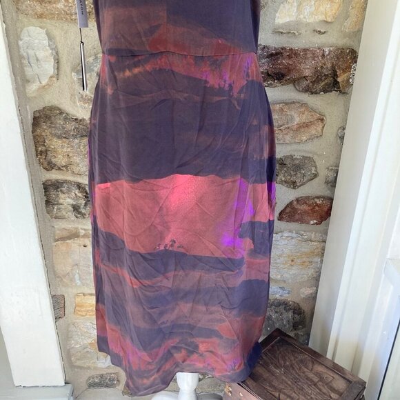 NWT Aritzia Babaton Corey Silk Midi Dress Cabernet Multi Womens 4 $178 - Picture 5 of 12